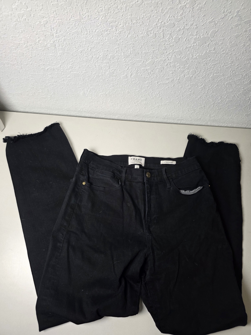 Frame Denim Black Straight-Leg Jeans